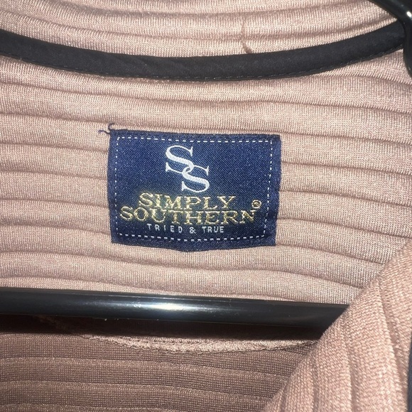 Simply Southern Mocha Ribbed Quarter Snap, Tan, Women's Medium - Picture 2 of 5